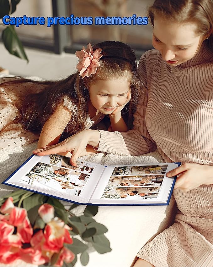 Artfeel Photo Album 4x6 with 100 Pockets,Slip-in Picture Albums,Linen Cover Memory Book with Front Window,White Page Vertical Photo Book for Wedding,Family,Anniversare,Baby,Vacation