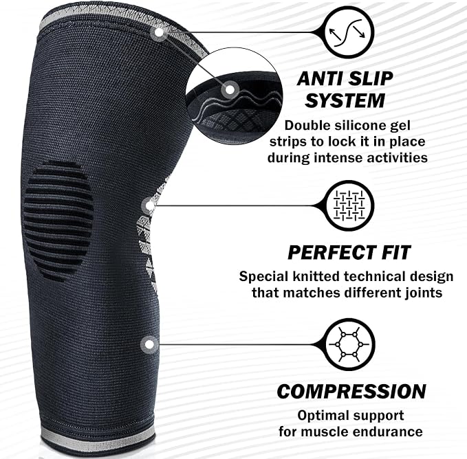 POWERLIX Adjustable Compression Knee Brace for Men & Women, Featuring Stabilizers & Patella Support, Optimal Recovery for Knee Pain, Medical Knee Sleeve for Arthritis, Weightlifting, Dance, Running
