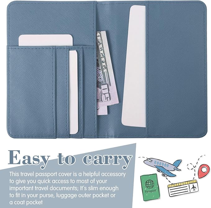2 Pcs Passport Cover Holder for Travel Waterproof Leather Passport Wallet Case Book Travel Cruise Essentials for Women Men | 2 Pieces