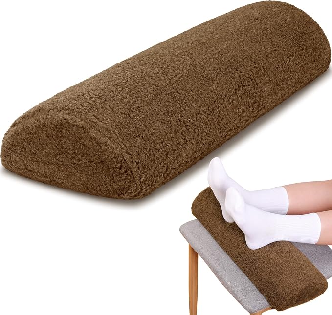 Sintuff Recliner Leg Rest Cushion Sofa Footrest Pillow with Cover Half Moon Bolster Pillow Under Knee Pillow for Sleeping On Back Alleviating Pain, 19.7 x 8 x 3.5 Inch (Brown)
