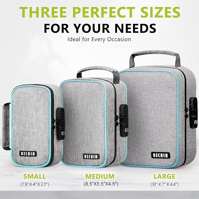 OZCHIN Smell Proof Bag with Combination Lock File Organizer Case Container Medicine Odorless Storage Lock Box Great Gift for Friend