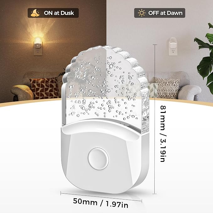 Night Lights Plug Into Wall [2 Pack] 3CCT LED Night Light | Dusk to Dawn Sensor,Plug in Nightlight for Kids Bathroom Bedroom Nursery Room,(Amber-3000K-5000K)