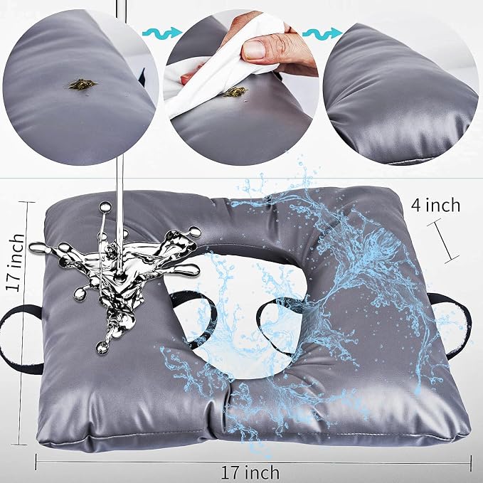 MINIVON Bedside Commode Cushion, Universal Fit, Commode Seat Cushion for Elderly, Soft Seat Pad Cover Toilet Seat, Padded Camping Toilet, Commode Chair Cushion 17" x 17" with Fixing Straps