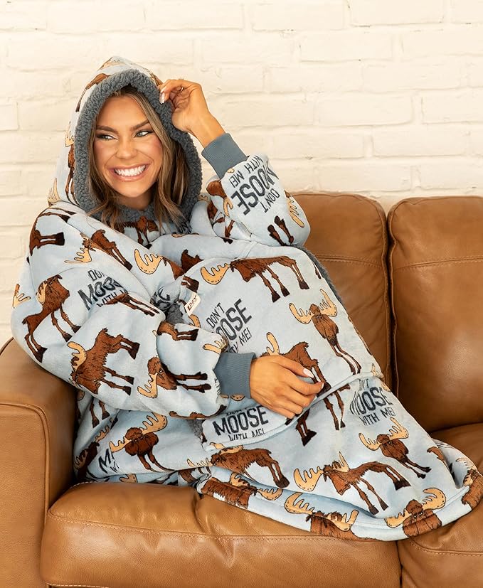LazyOne Oversized Blanket Hoodie, Oversized Hoodies for Women and Men, One Size Fits All Wearable Blankets