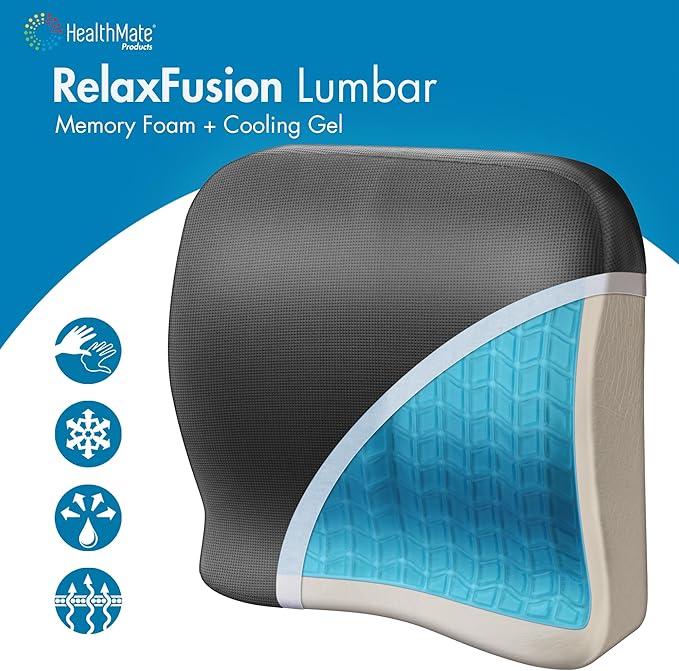 Wagan IN9112 Relax Fusion Lumbar Memory Foam and Gel Seat Cushion