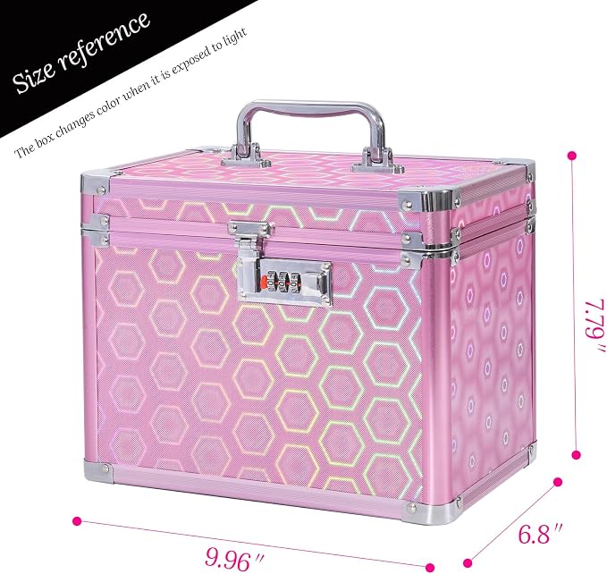 Medication Combination Lock Box, Colorful Rose, 10 x 7.25 x 7.75 Inches | Code Lock, For Personal Items, For Medicine, For Documents