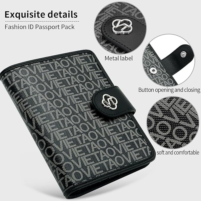 Passport Holder Wallet Bag with AirTag Holder, Card Slots and Passport Solt Ticket Cash Solt, Photo Solt Sim Card Pen Slot.Black