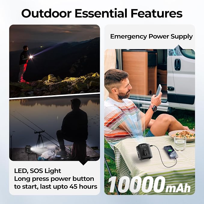 AMACOOL Portable Waist Fan Clip On, 10000mAh Wearable Shirt Fan | Gifts for Men Dad Husband, Rechargeable Powerful Belt Fans, Birthday Gifts for Women Jobsite Travel Camping Essentials 2026