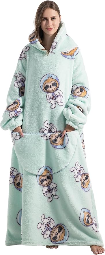 Blanket Hoodie, Long Hooded Blanket Sweatshirt as Birthday Gifts for Women Men, Long Wearable Blanket for Women Men.