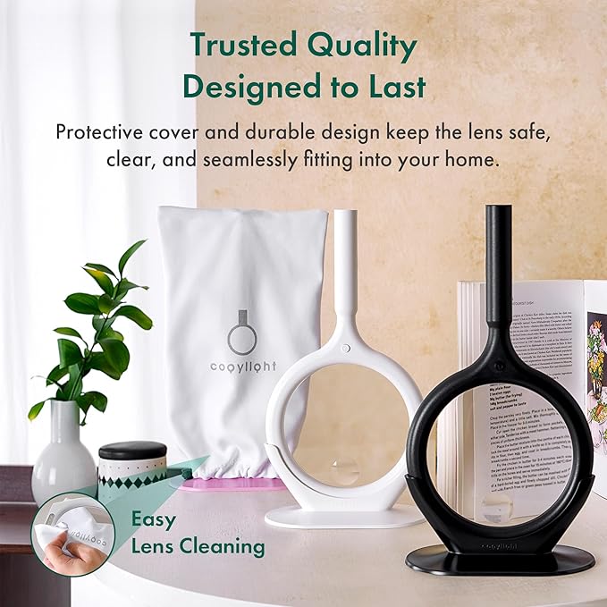 White Magnifying Glass with Light, 2.5X, 4X Handheld Large Magnifying Glass 3-LED, Support, Storage Pouch, Illuminated Lighted Magnifier for Seniors Reading, Observation, Research