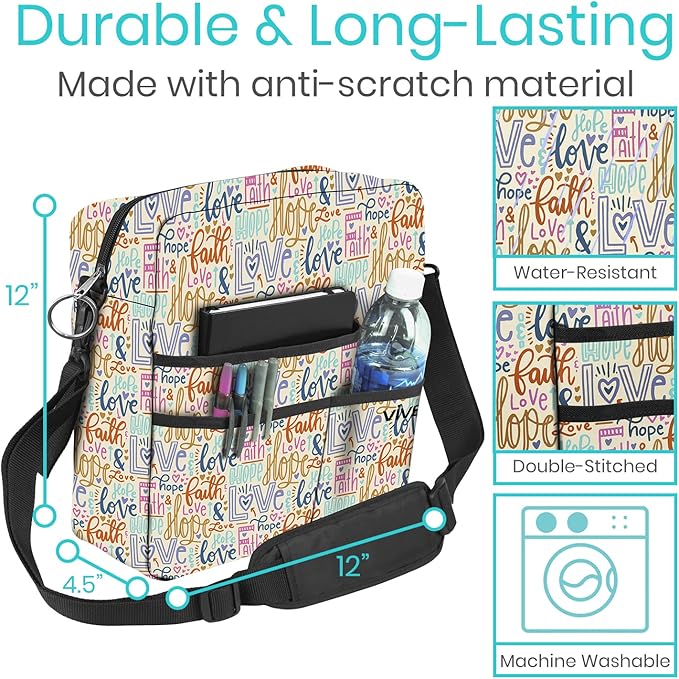 Vive Wheelchair Bag - Machine Washable, Double-Stitched, Water-Resistant Accessory Backpack for Rollators, Wheel Chairs, Walkers - Pouch with XL Pockets & Straps for Quick Installation
