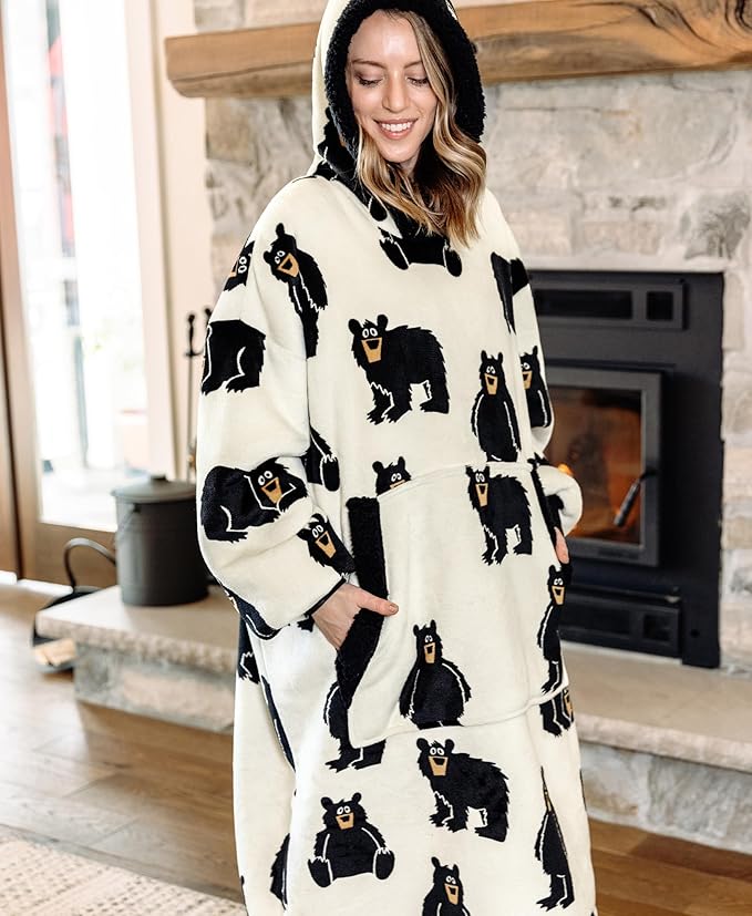 LazyOne Oversized Blanket Hoodie, Oversized Hoodies for Women and Men, One Size Fits All Wearable Blankets
