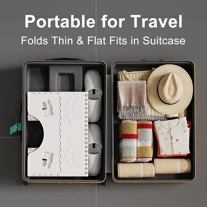 Foldable Squatting Potty for Travel, 7 Inch Toilet Stool Squat Adult, Lightweight Portable Poop Stool for Adults, Bathroom Stools with Anti-Slip Feet, White, Easy to Storage