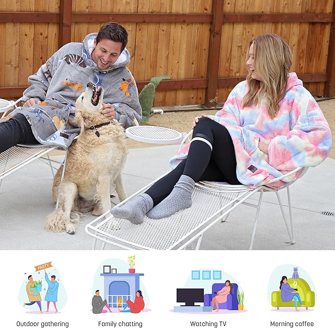 Catalonia Oversized Blanket Hoodie Sweatshirt, Wearable Sherpa Lounging Pullover for Adults Women Men