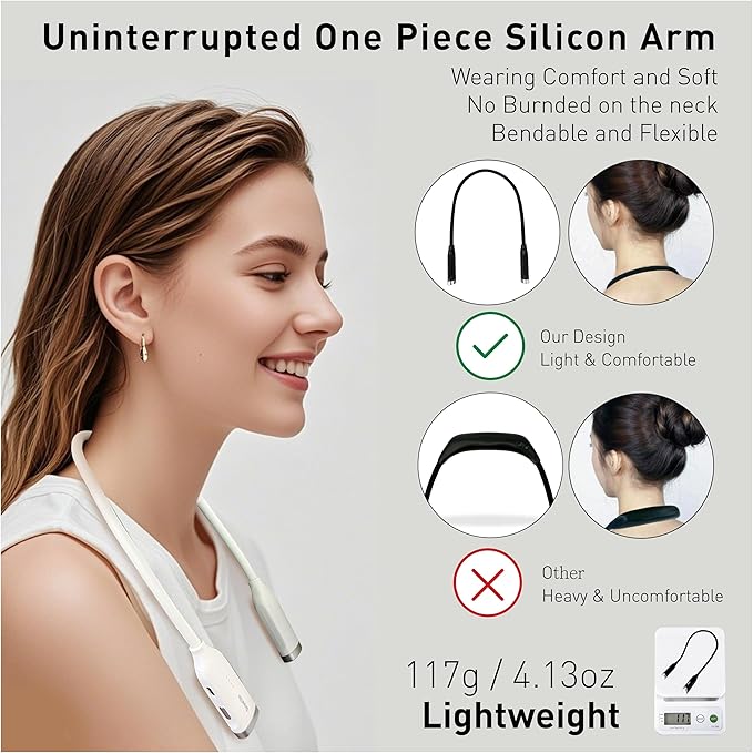 Neck Reading Light, 3 Color & Brightness Adjustable Book Light for Reading in Bed, Hands-Free, Lightweight, USB C Rechargeable, Eye-Caring, Perfect for Crafts, Camping, Kids & Adults (white)