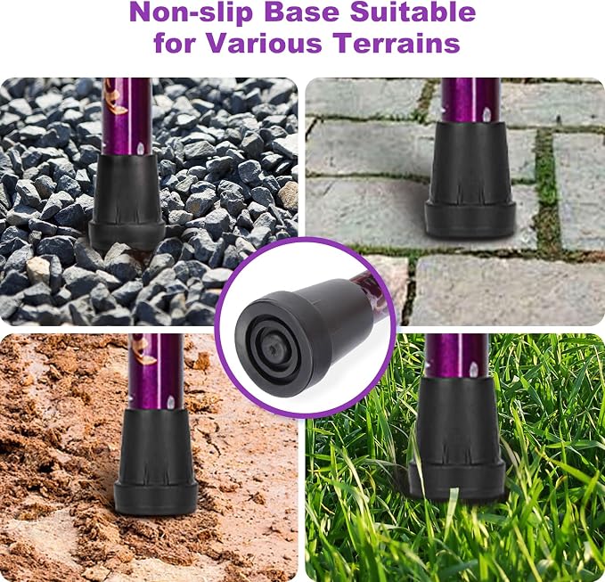 MFE Folding Cane, Portable 5-Level Adjustable Height Walking Stick with Foldable Design, Wrist Strap, and T Handle for Men and Women