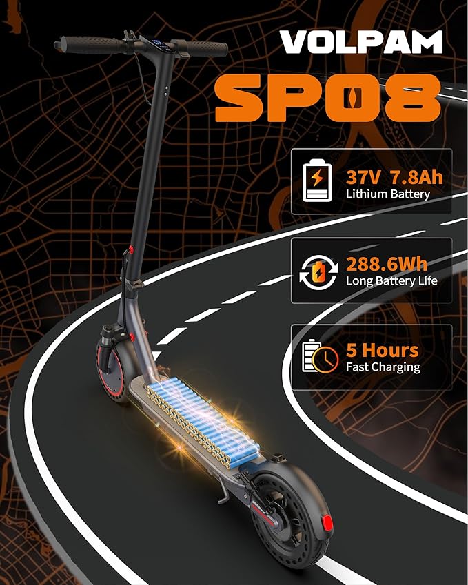 VOLPAM 10 Inches Electric Scooter, Dual Suspension, 21 MPH Top Speed, 500W Powerful Motor, 28 Miles Long Range, Dual Braking, Max Load 264 lbs