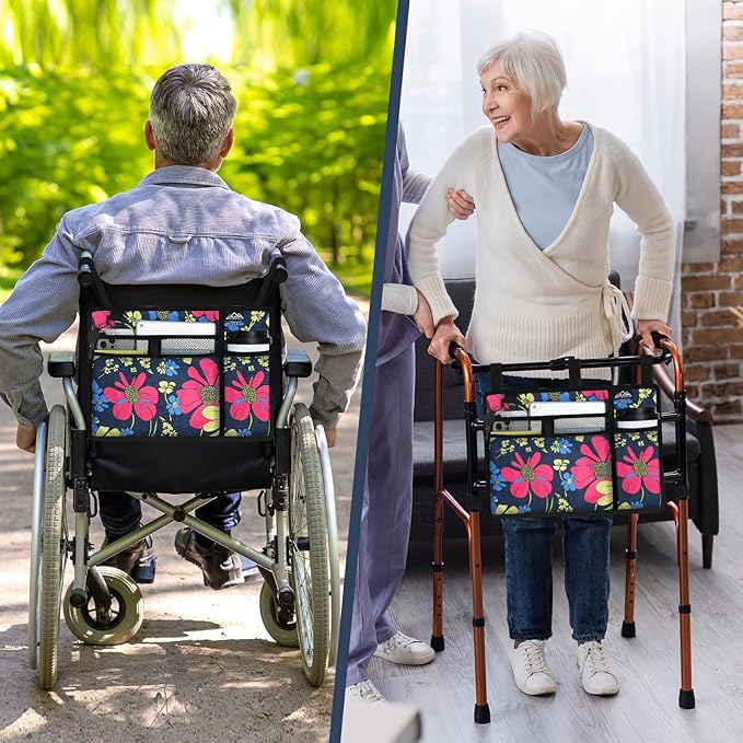supregear Accessories Bag for Walker, Wheelchair, Rollator - Walker Basket Bag w/Cup Holder - Seniors Caddy Attachment Pouch, Water Resistant Large Capacity Carry Storage Carrier Tote