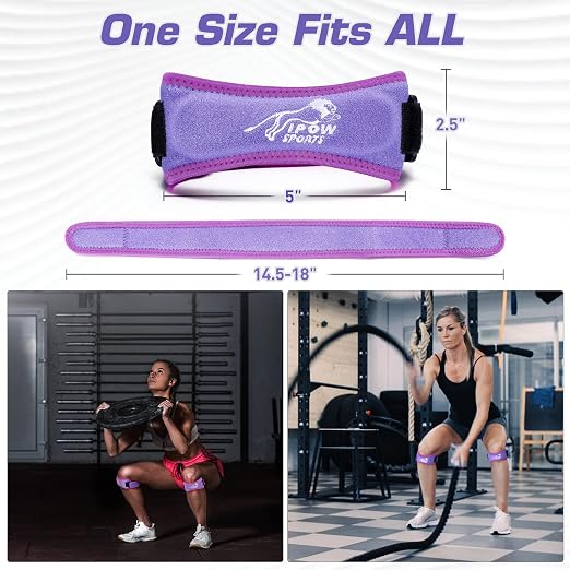 IPOW Embroidery Patellar Tendon Support Strap 2 Pack, Knee Pain Relief & Patella Stabilizer Knee Strap, knee Support for Women and Men, Knee Braces for Running, Working Out, Weightlifting, Arthritis,
