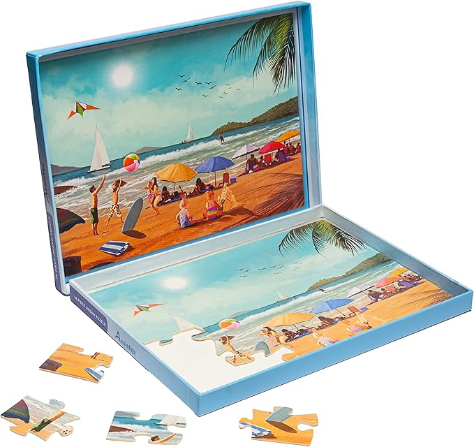 Assistex Large Piece Jigsaw Puzzle for Seniors with Dementia with Conversation Prompts, Large Piece Memory Game for Adults, Elderly, and Dementia Patients – Beach Puzzle, 36 pcs