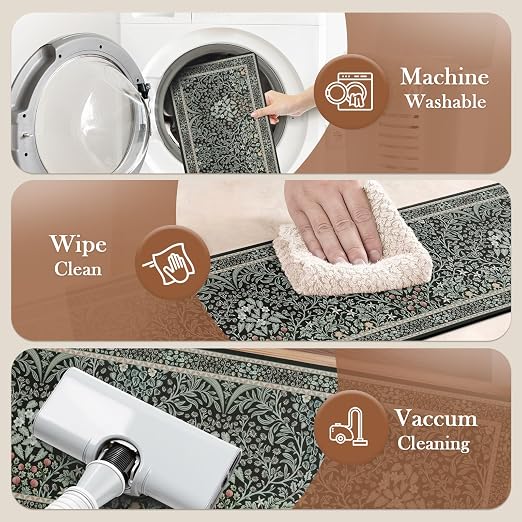 OJIA Black Stair Runner Non-Slip Stair Treads for Wooden Steps 15PCS 30"x8" | Floral Stair Runners Indoor Carpet Stair Treads Stair Mats Staircase Step Treads for Kids, Elders and Dogs, Stair Covers