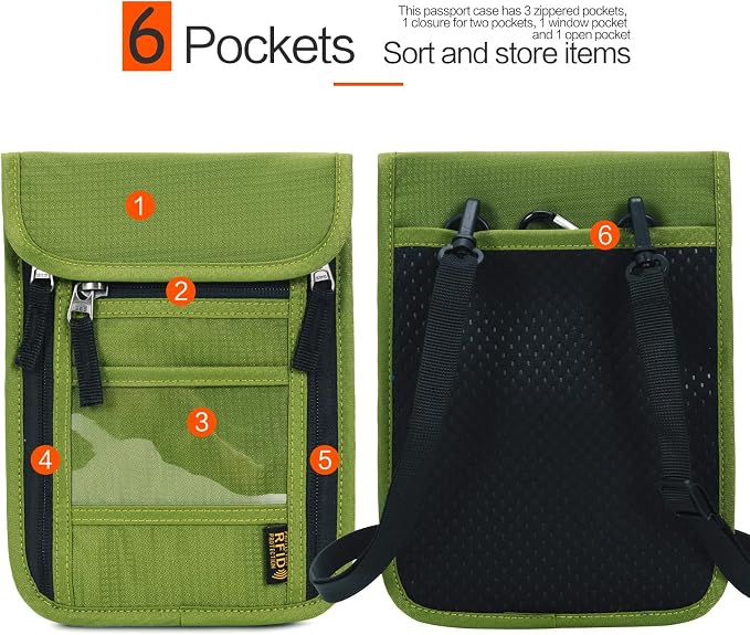 Neck Wallet Lightweight RFID Blocking Waterproof Travel Pouch Passport Wallets for Women Men