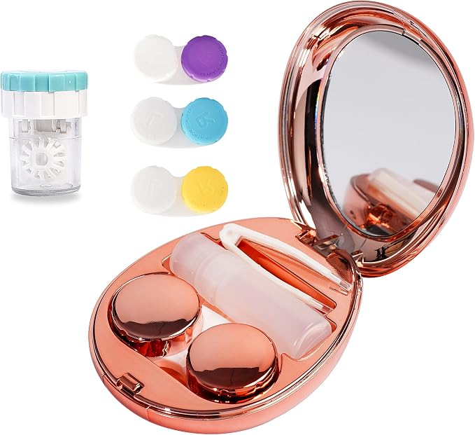cauyuan Contact Lens Case Portable Travel Box with Cleaner Washer | with Mirror and Removal Tool Solution Bottle for Outdoor Daily Office