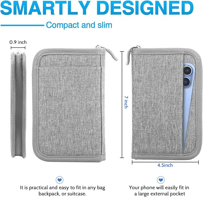 Passport Holder for Travel, Women Rfid Blocking Passport Wallet, Travel Essentials Premium Wallets, Waterproof Passport Holders Bag for Men Traveling, Travel Document Organizer Credit Cards Case