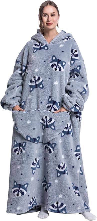 Blanket Hoodie, Long Hooded Blanket Sweatshirt as Birthday Gifts for Women Men, Long Wearable Blanket for Women Men.
