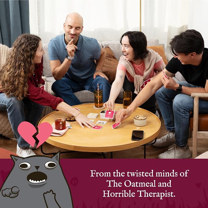 Exploding Kittens Horrible Couple Extra Horrible, for 2-8 Players, Age 17+ | Create darkly funny comics with questions, responses, and absurd compromises. Play as a couple or with friends! Adults only!