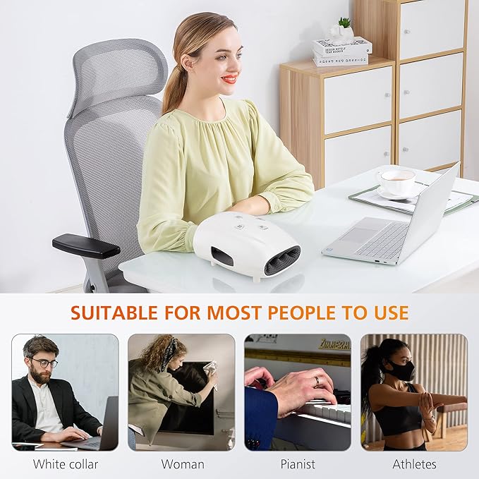 Snailax Hand Massager with Heat and Compression, Cordless Hand Massager, 3 Compression Intensities, Rechargeable, Gifts for Women, Men, Mom