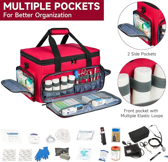 LEFOR·Z Medical Bag,First Aid Bag Empty,Home Health Nurse Bag with Detachable Divider,Medical Supplies Storage Tote for Nursing Student,Therapist,Doctors(Bag Only)