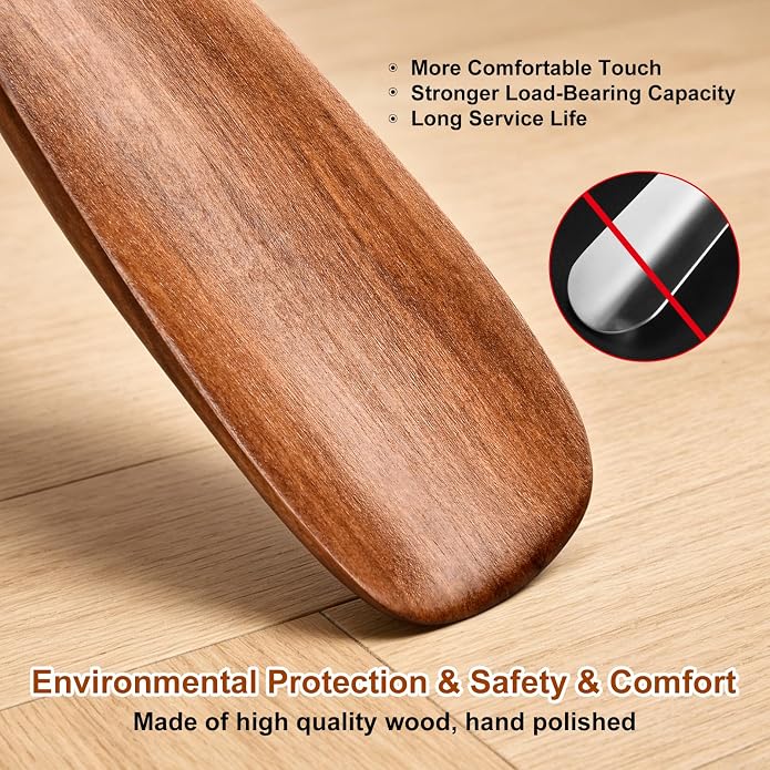 Shoe Horn Long Handle For Seniors Men Women, 2pcs Wooden Shoe Horns Set for Kids, Boots Sneakers Horn Shoe Helper for Home Or Travel