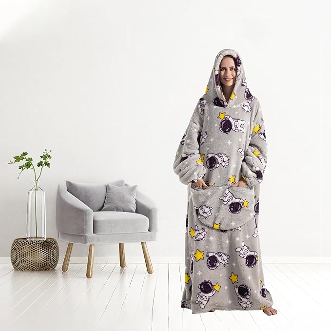 Blanket Hoodie, Long Hooded Blanket Sweatshirt as Birthday Gifts for Women Men, Long Wearable Blanket for Women Men.