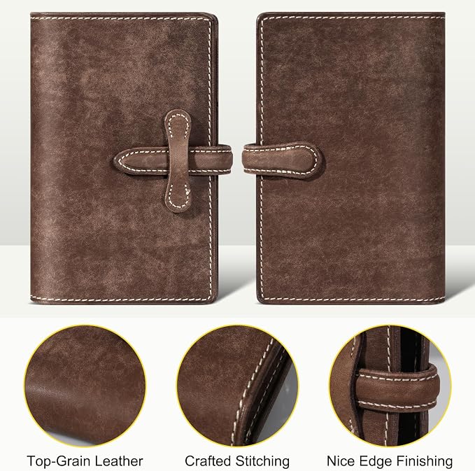 Leather Passport Holder for Travel,Passport Wallet,khaki | RFID Blocking Card Slot,Top-Grain leather with Magic Buckle,Boarding Pass Pocket,Retro Style,Slim and Light-weight