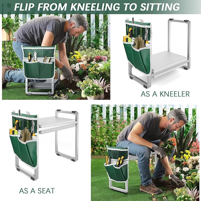 Garden Kneeler and Seat, 10.2" Wider Heavy Duty Thick for Kneeling and Seat | Multifunctional Thick Gardening Bench for Kneeling and Seat, Gardening Gifts for Women, Seniors Grandparents, Gray