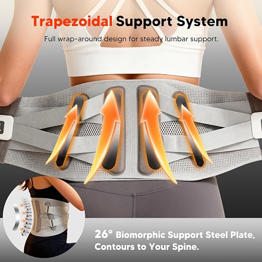 arboleaf Back Brace for Men & Women Lower Back - Heated Lumbar Support Belt with Heat Pad for Pain Relief, Office Work, Gym, Heavy Lifting Size XL (Waist 36"-39")
