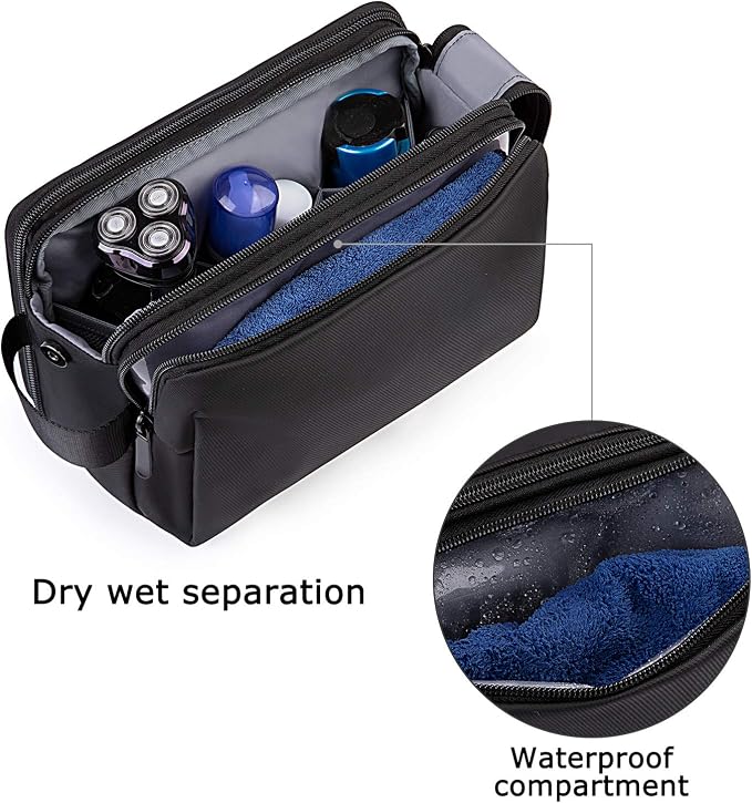 BAGSMART Toiletry Bag for Men, Travel Toiletry Organizer Dopp Kit Water-resistant Shaving Bag for Toiletries Accessories, Door Room Essentials,Green-medium