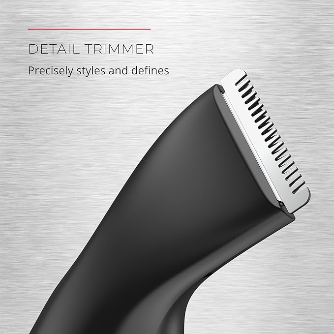 Remington Precision Grooming Travel Kit, Black, 15 Piece Set for Beard | Detail Trimmer with 8 Lengths, 5-Length Adjustable Comb, Battery Powered, Includes Nail Clippers, Tweezers, Lint Brush