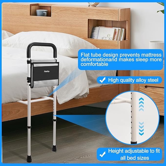 Bed Rails for Elderly Adults Safety, Height Adjustable Bed Cane, Bed Assist Rails for Seniors with Support Feet, Bedrails for Elderly Adults Grab Bar Handrails for Most Genre