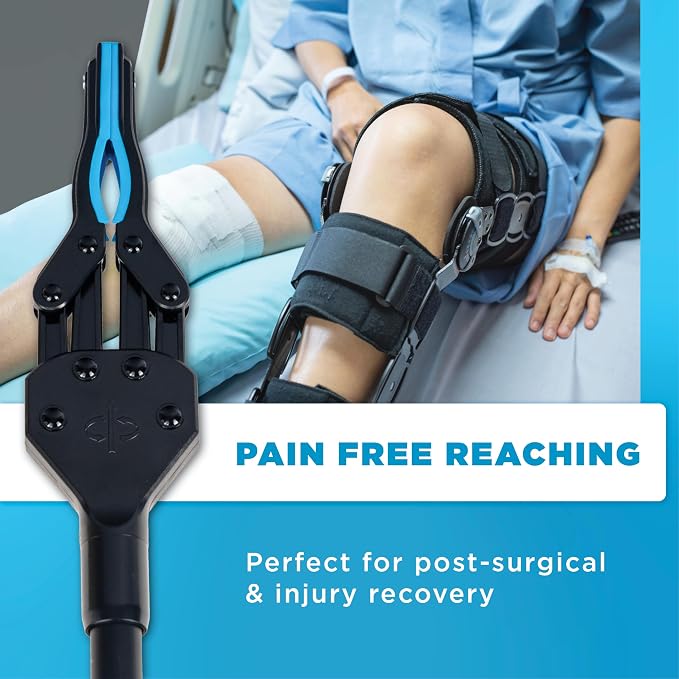 36-Inch Folding Grabber Reacher Tool, Blue, for Seniors | Magnetic Tip, 360° Rotating Jaw, Ergonomic Trigger Grip, Folds & Locks for Storage, Post-Surgery & Arthritis Recovery Aid
