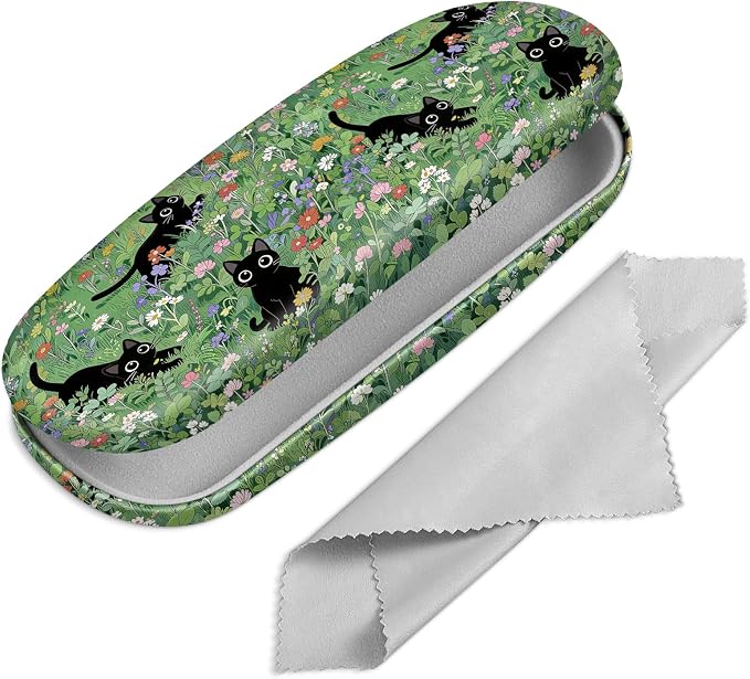 FINTIE Hard Shell Eyeglasses Case, Portable Protective Glasses Cover Eyeglass Holder Box with Cleaning Cloth for Men Women