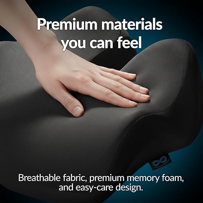 Everlasting Comfort Premium Memory Foam Seat Cushion for Office & Car - Elevate Series Ergonomic Chair Cushion - Doctor Recommended Support Pillow for Tailbone, Sciatica Pain Relief, Desk Accessories