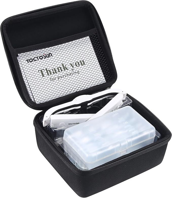 YOCTOSUN Headband Magnifier with 3 LED Lights, Storage Case, Head Strap and 5 Detachable Lenses 0.75X,1.25X,2.0X,3.0X 4.0X, Magnifying Headset for Close Work, Hobby & Crafts