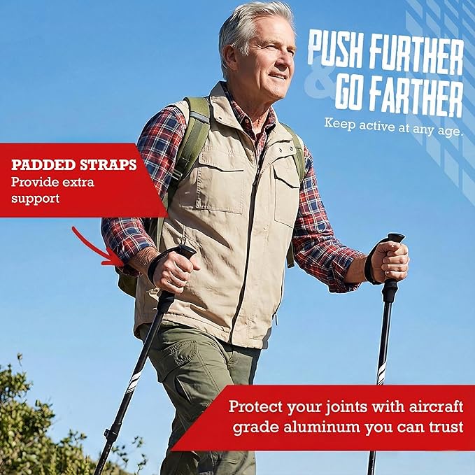 Trekking Poles for Hiking, Lightweight 7075 Aluminum Collapsible Walking Sticks with Cork Grips, Adjustable Height, Folding Hiking Poles for Men, Women & Seniors, Travel & Backpacking Gear