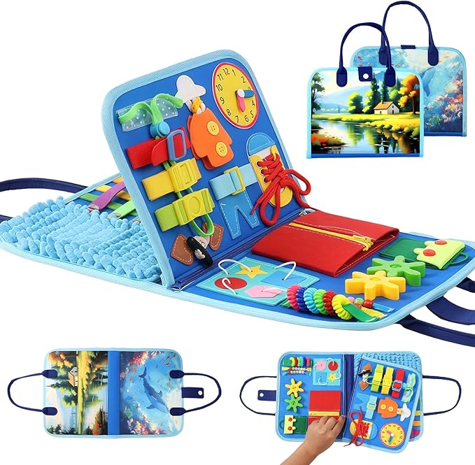 Fidget Blanket for Adults with Dementia, Alzheimer's Sensory Activities for Seniors, Autistic Children Fidget Toys & Toddler Busy Board, Gifts for People with Dementia