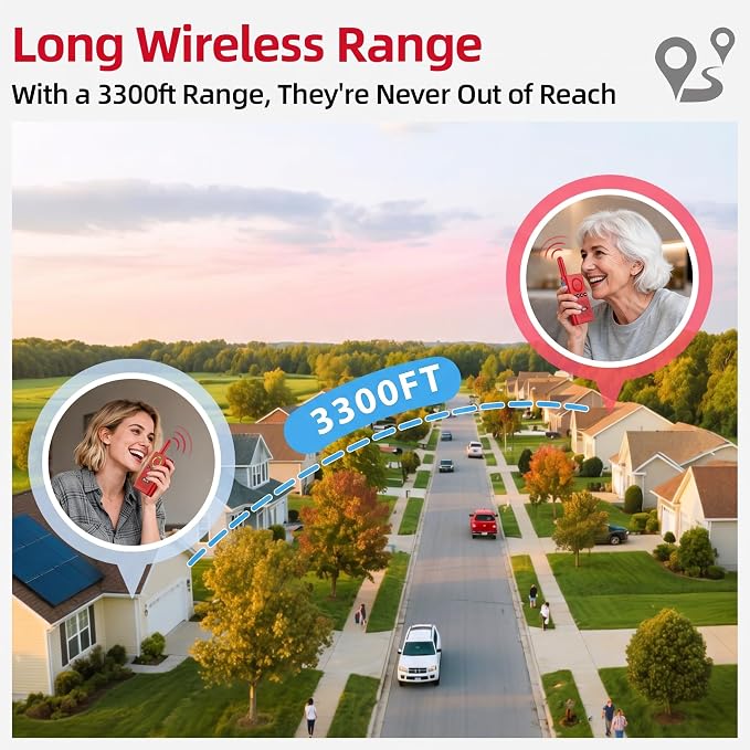 CallToU Caregiver Pager Wireless Alert Button Home Intercom System Long Range Red 2 Way Radio for Elderly/Patient/Pregnant/Home/Office