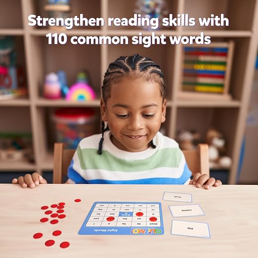 QUIZMO Sight Words | Bingo-Style Vocabulary Game | 4 Levels of Difficulty for Ages 5-9 | Teach Basic Reading and Writing Skills