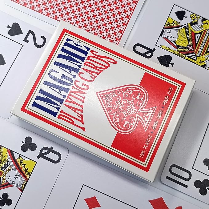 Plastic Playing Cards, Poker Size, Casino Quality, Jumbo Index, Waterproof & Washable, Perfect for Texas Hold’em Poker, 1 Blue Deck & 1 Red Deck