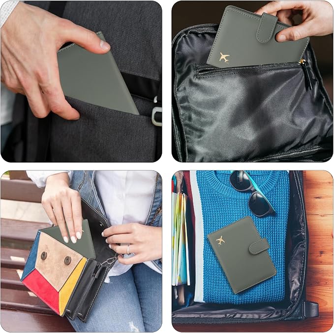 GOAUS Passport Holder for Travel with AirTag Slot, Passport Book Wallet | Cards Cash Pocket, RFID Blocking, Waterproof, Passport Case, Travel Gifts for Women Men, Faux Leather, AirTag Not Included